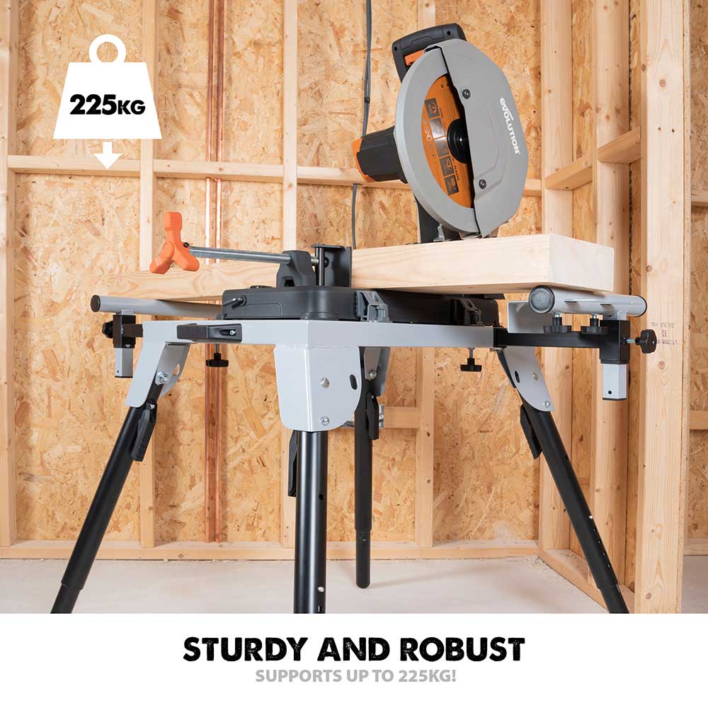 Evolution R355CPS 355mm Chop Saw + Extra 355mm Blade + Chop Saw Stand Bundle