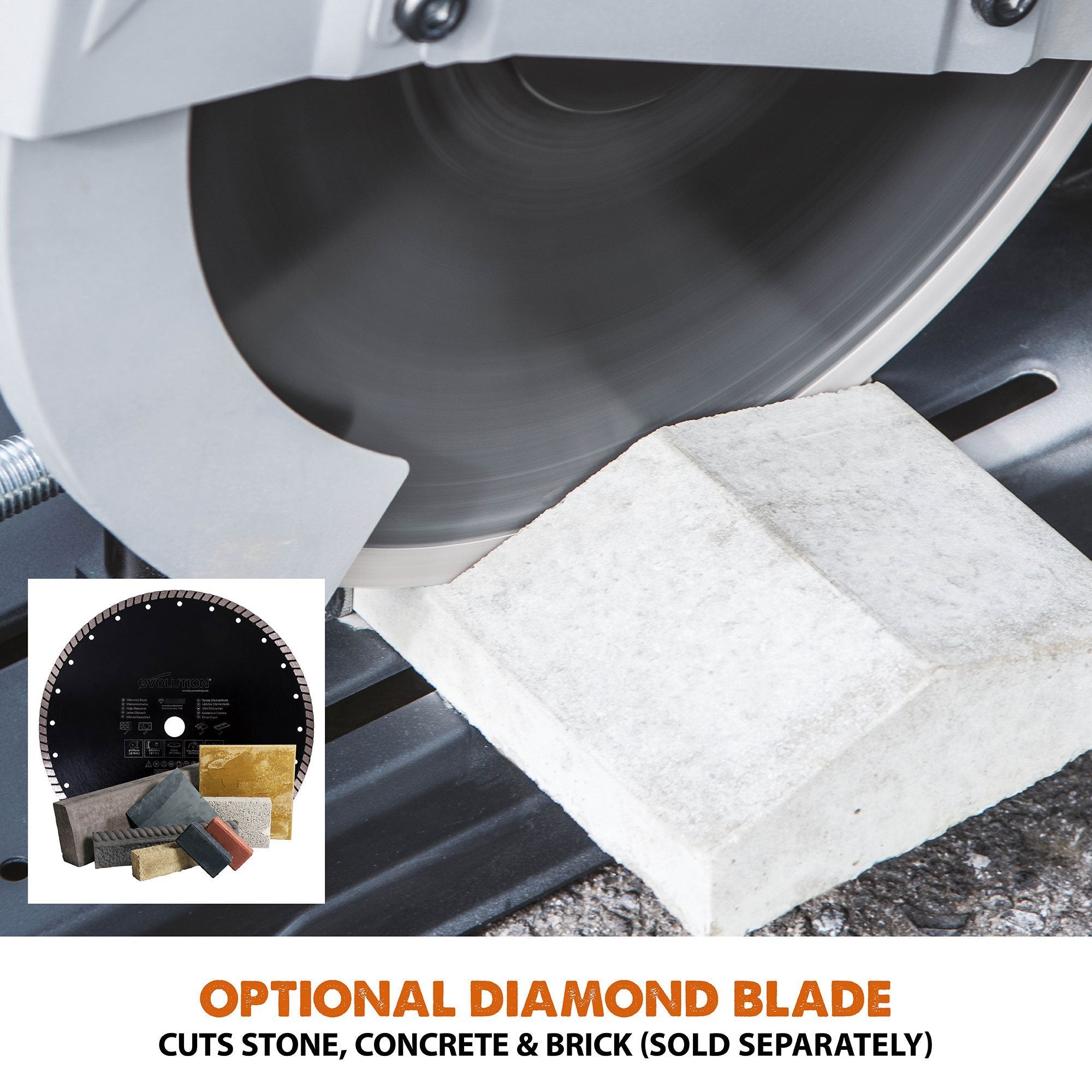 Evolution R355CPS 355mm Chop Saw with TCT Multi-material Cutting Blade