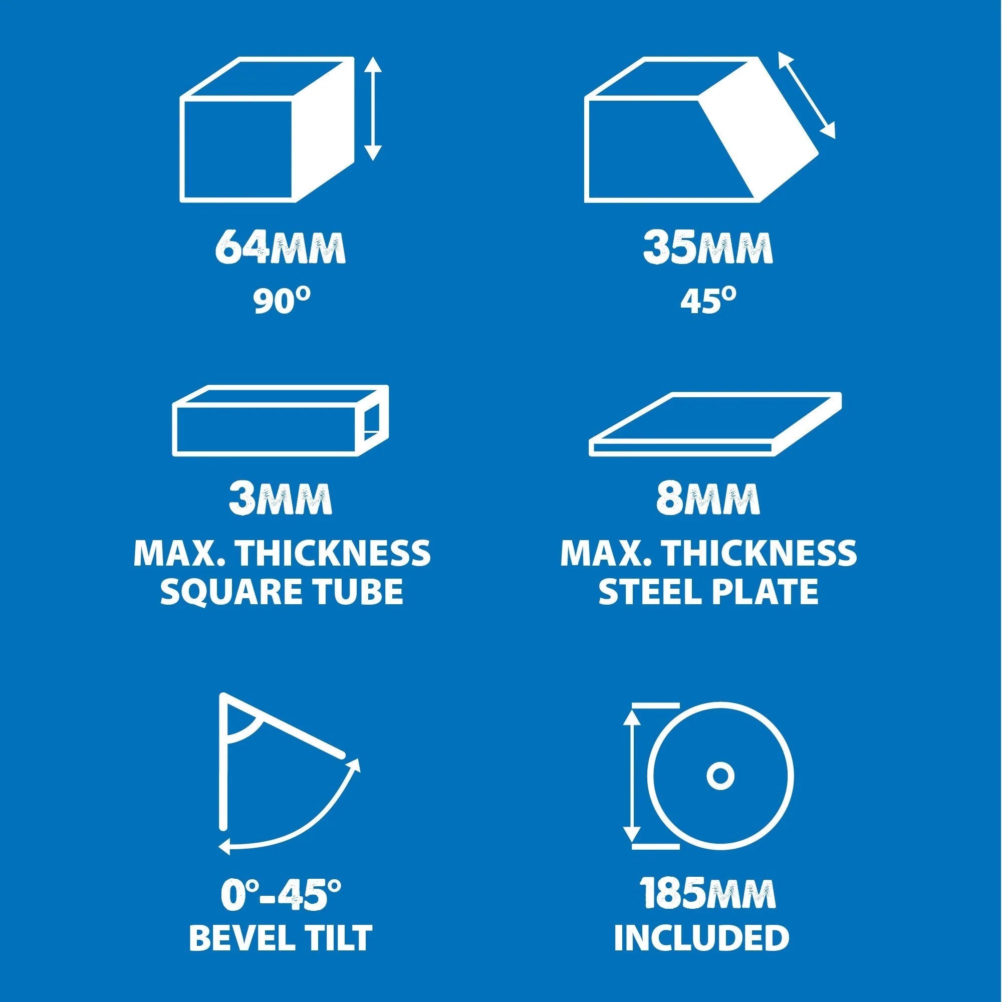 Refurbished B-Stock Evolution S185CCSL 185mm Circular Saw with TCT Mild Steel Cutting Blade