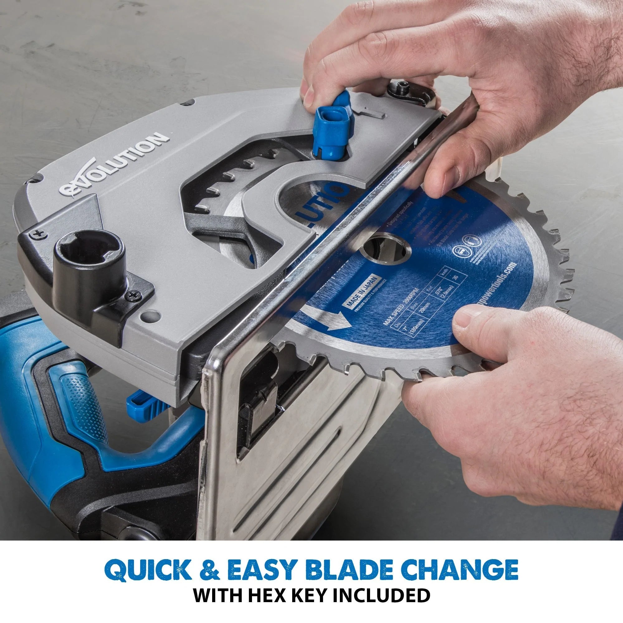 Refurbished B-Stock Evolution S185CCSL 185mm Circular Saw with TCT Mild Steel Cutting Blade