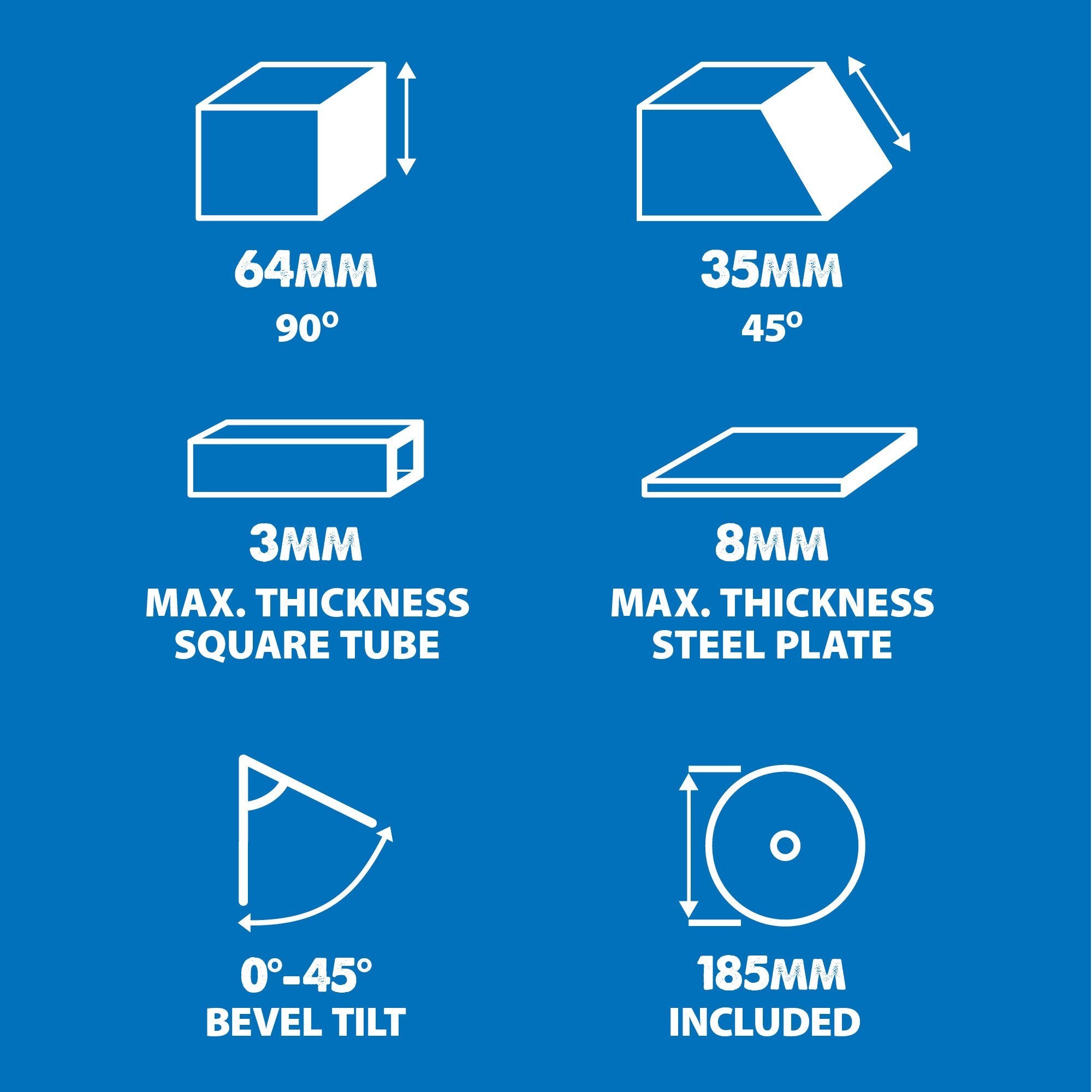 Evolution S185CCSL 185mm Metal Cutting Circular Saw with TCT Mild Steel Cutting Blade