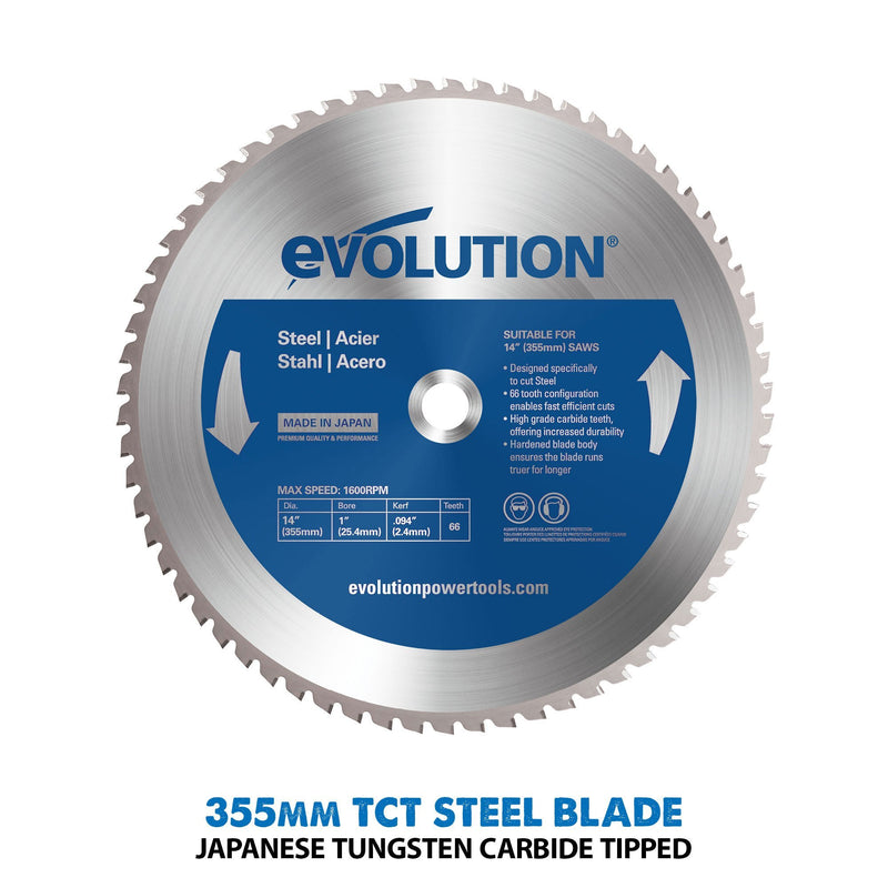 Evolution S355CPS 355mm Chop Saw With Mild Steel Cutting TCT Blade - Evolution Power Tools UK