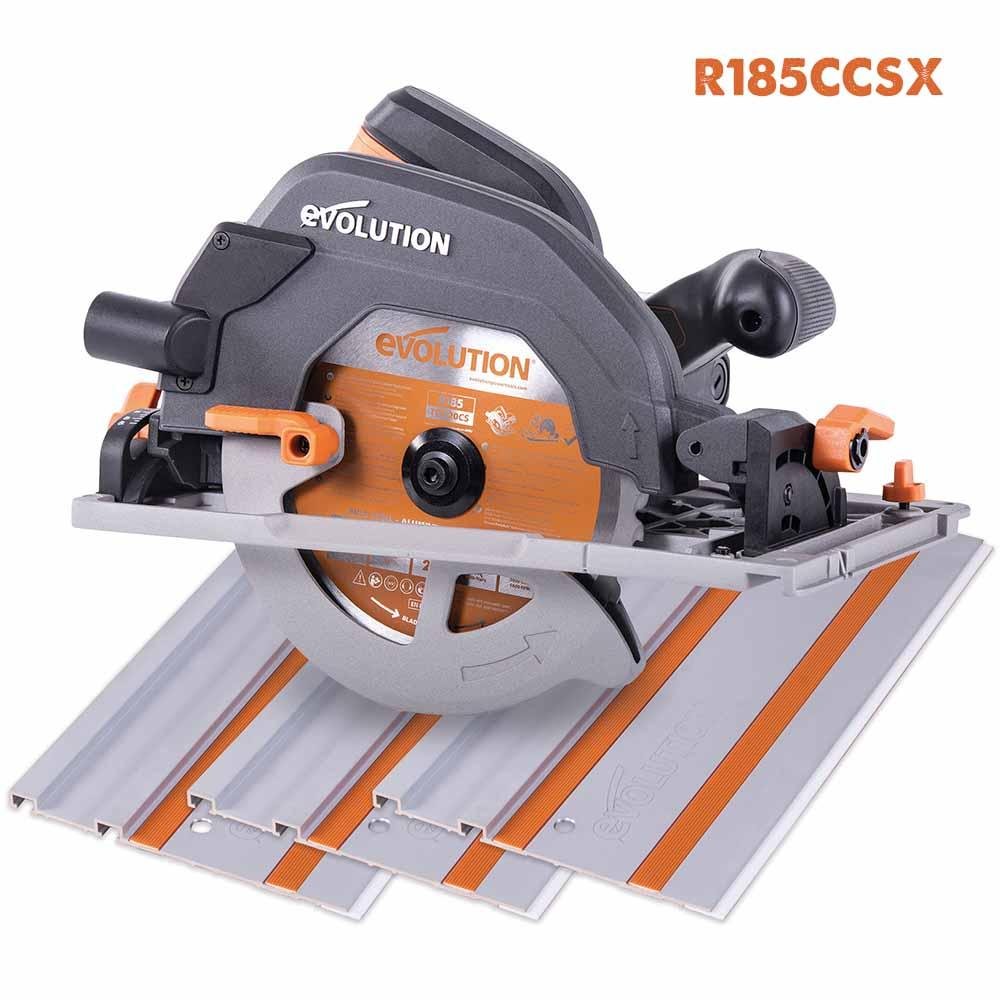 Evolution R185CCSX Handheld Circular Saw, ST2800-G2  2.8m 2-piece Track & 3-piece Mini-Track Bundle