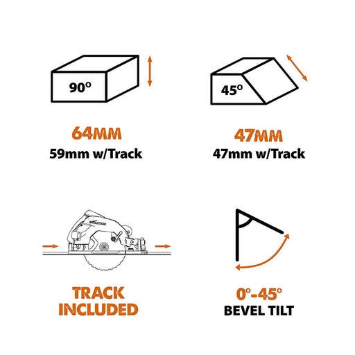 SAVE £25 - R185CCSX circular saw with additional 2.8m Track - Evolution Power Tools UK