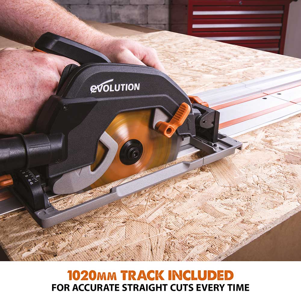 Evolution R185CCSX Handheld Circular Saw, ST2800-G2  2.8m 2-piece Track & 3-piece Mini-Track Bundle